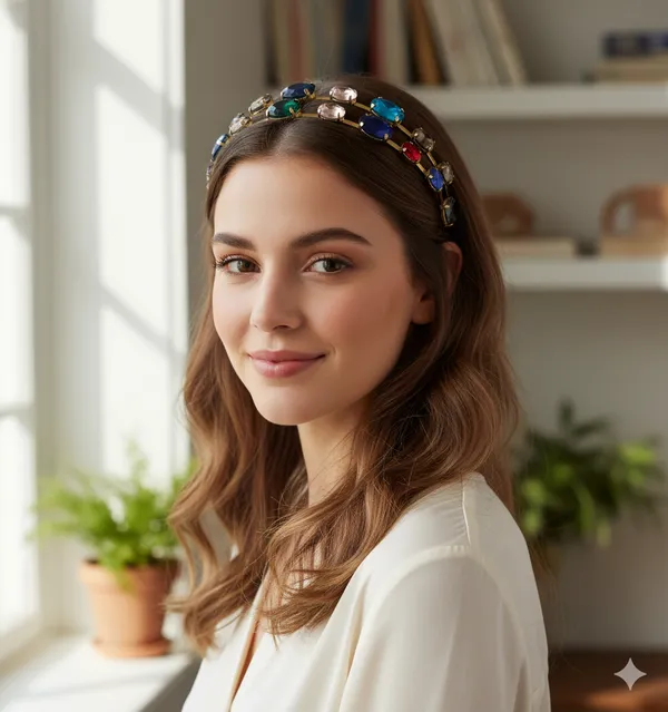 Gold-Tone_Embellished_Double_Band_Hairband_for_Women
