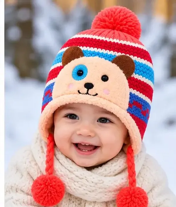 Multicolor_Knitted_Bear_Earflap_Winter_Cap_for_Babies