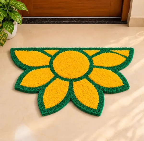 Tufted_Floral_Pattern_Green_Yellow_Doormat