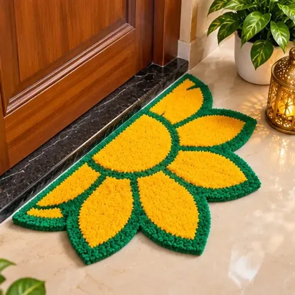 Tufted_Floral_Pattern_Green_Yellow_Doormat
