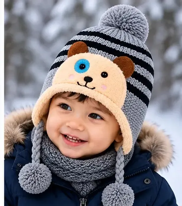 Multicolor_Knitted_Bear_Earflap_Winter_Cap_for_Babies