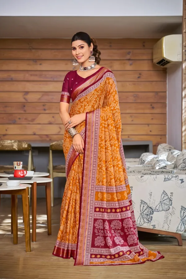 Orange_Printed_Saree_for_Women