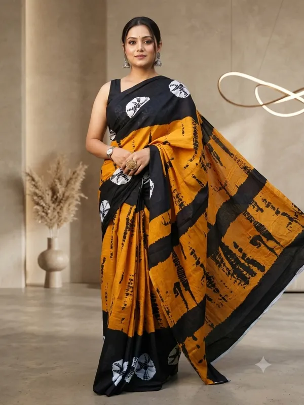 Mustard_Black_Printed_Saree_for_Women