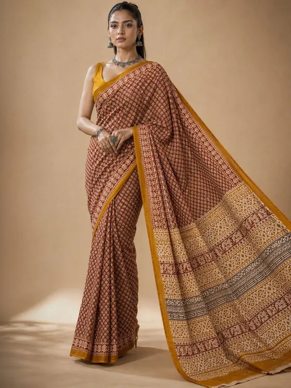 Brown_Printed_Saree_for_Women