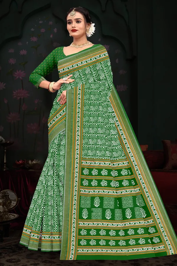 Green_Printed_Ethnic_Saree_for_Women