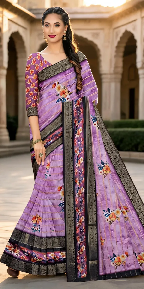 Lavender_Floral_Printed_Saree_For_Women