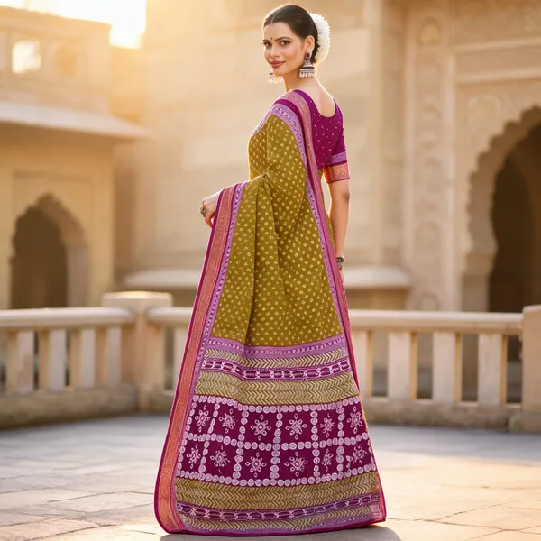 Olive_Green_Printed_Saree_For_Women