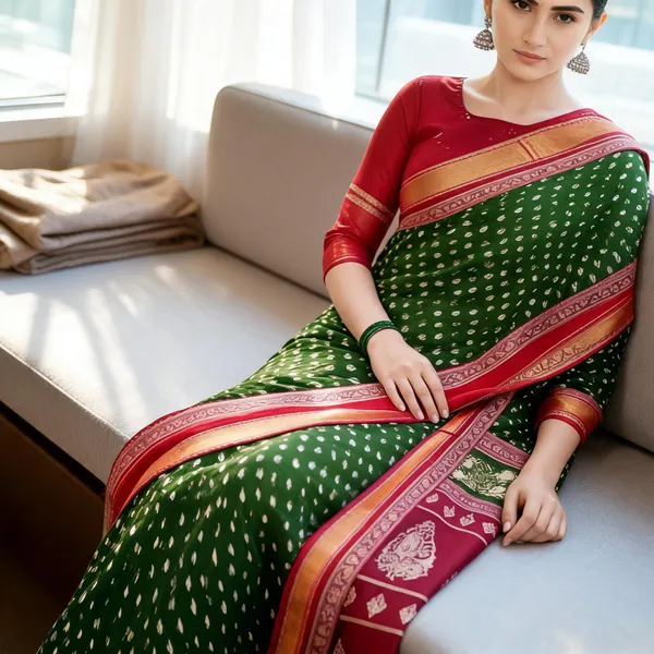 Green_Floral_Motif_Printed_Saree_For_Women