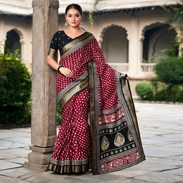 Maroon_Geometric_Printed_Saree_For_Women