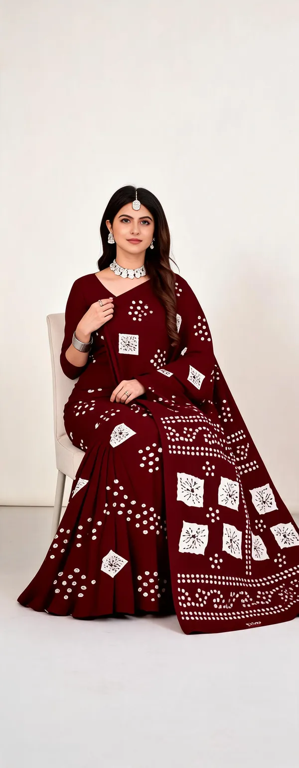 Maroon_Geometric_Dotted_Printed_Ethnic_Saree_For_Women