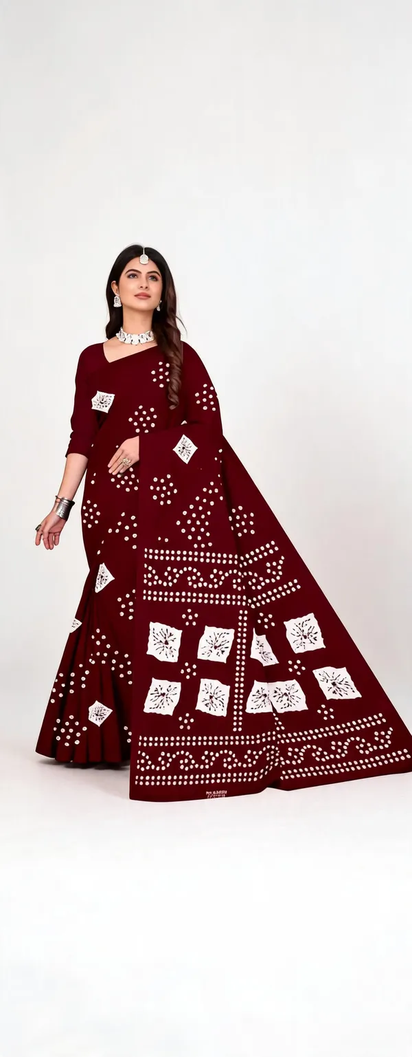 Maroon_Geometric_Dotted_Printed_Ethnic_Saree_For_Women