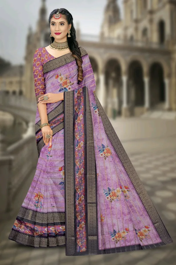 Lavender_Floral_Print_Saree_for_Women