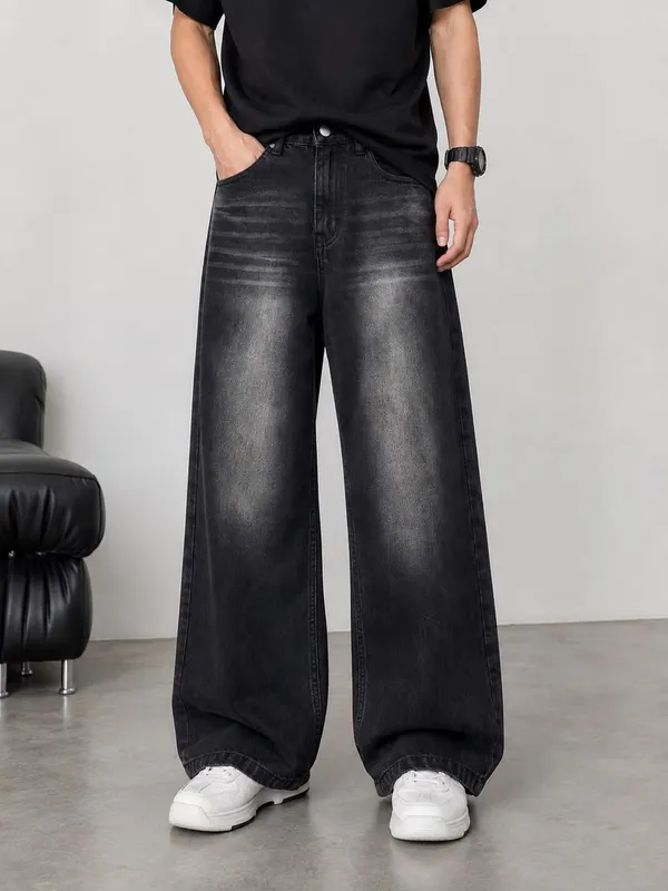 Black_Denim_Wide_Leg_Jeans_For_Unisex