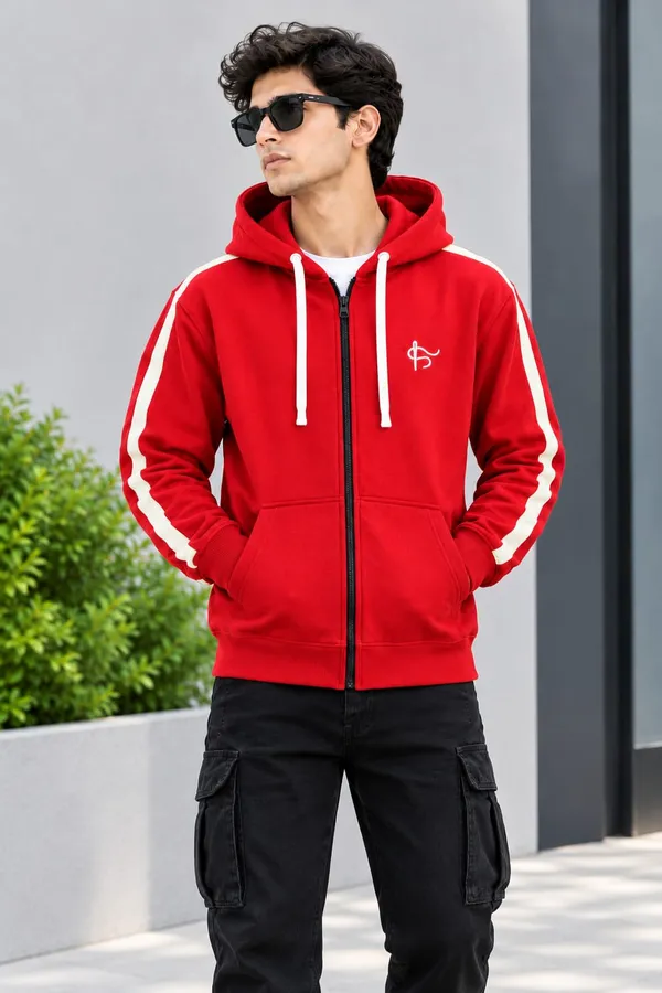 Red_Cotton_Regular_Fit_Zipper_Hoodie_For_Unisex