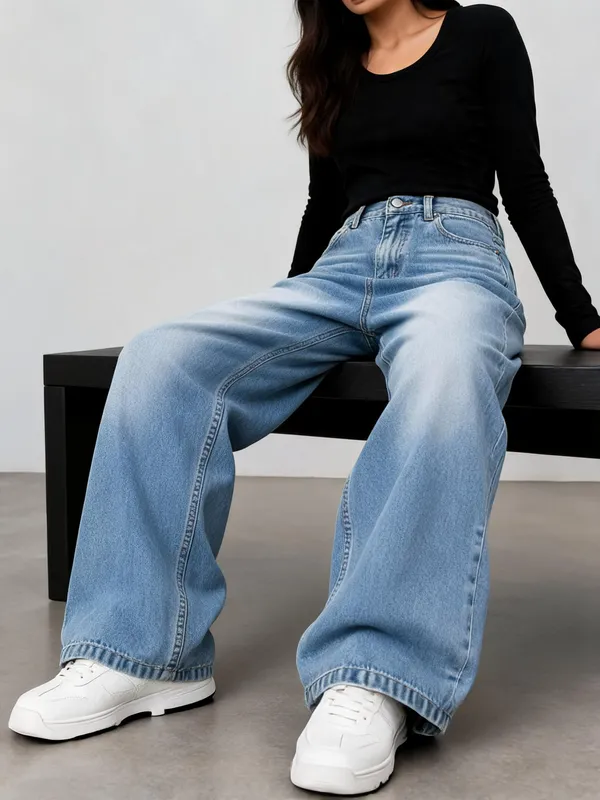 Light_Blue_Denim_Wide_Leg_Jeans_For_Unisex