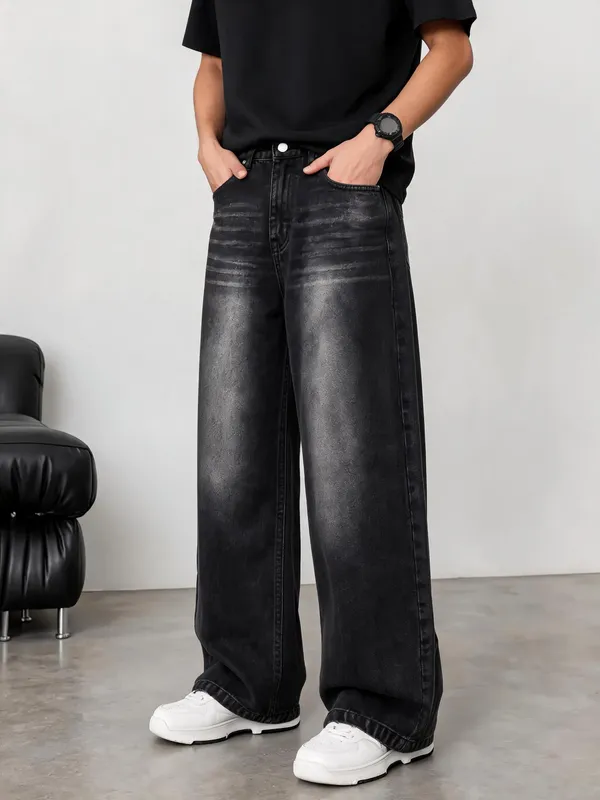 Black_Denim_Wide_Leg_Jeans_For_Unisex