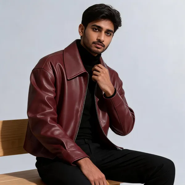 Burgundy_Leather_Regular_Fit_Jacket_For_Unisex