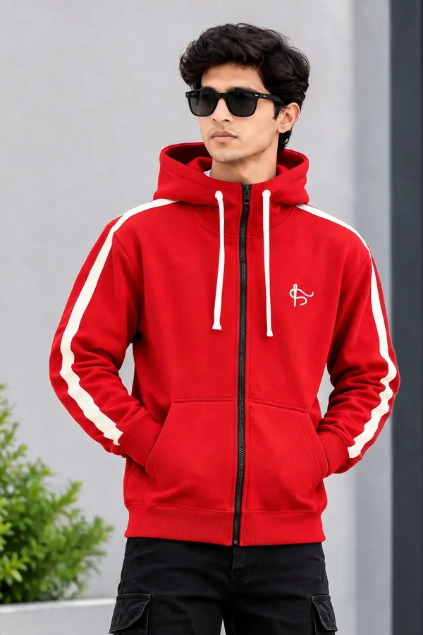 Red_Cotton_Regular_Fit_Zipper_Hoodie_For_Unisex