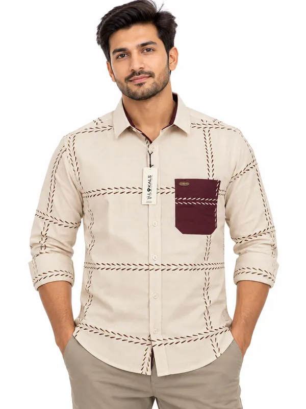 Beige_Printed_Casual_Shirt_For_Men