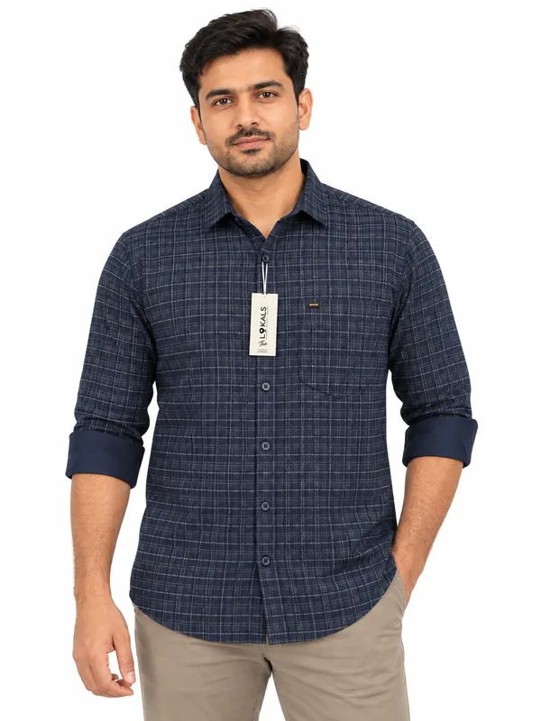 Navy_Checkered_Casual_Shirt_For_Men