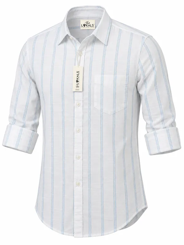 White_Striped_Regular_Fit_Shirt_For_Men