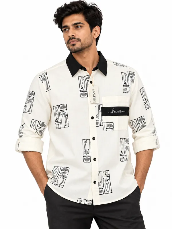 Off_White_Printed_Casual_Shirt_For_Men