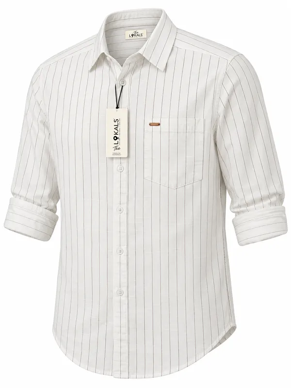 White_Striped_Casual_Fit_Shirt_For_Men
