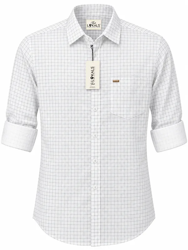White_Grid_Check_Casual_Shirt_For_Men