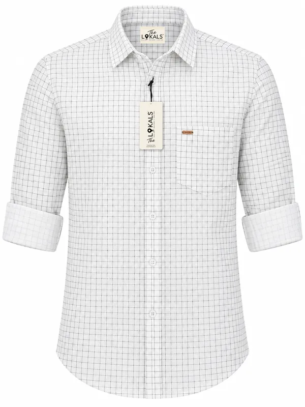 White_Checked_Full_Sleeve_Shirt_For_Men