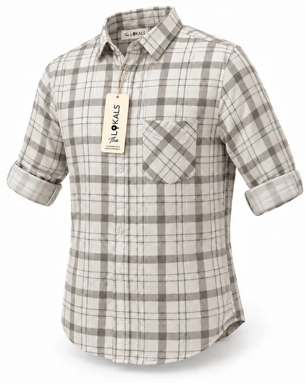 Grey_Checked_Casual_Shirt_For_Men