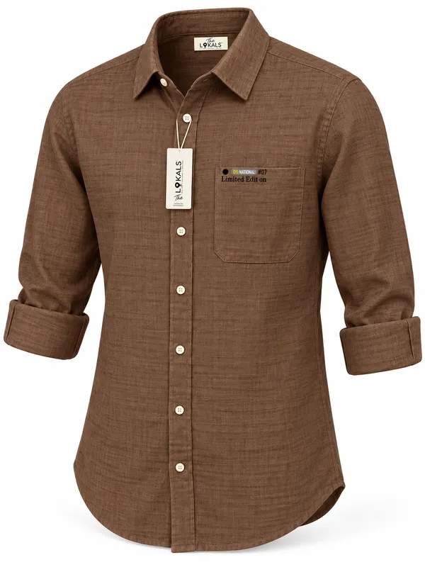 Brown_Textured_Casual_Shirt_For_Men