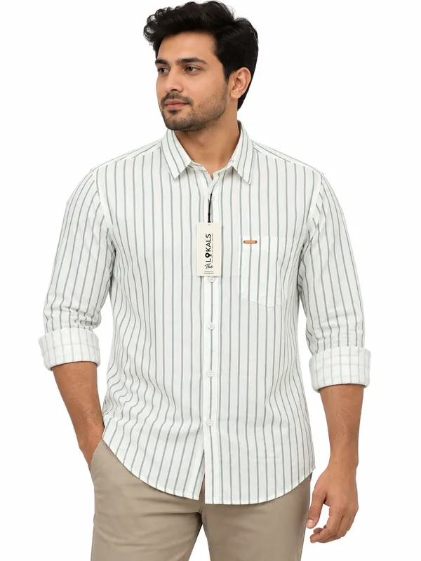 White_Striped_Regular_Fit_Shirt_For_Men