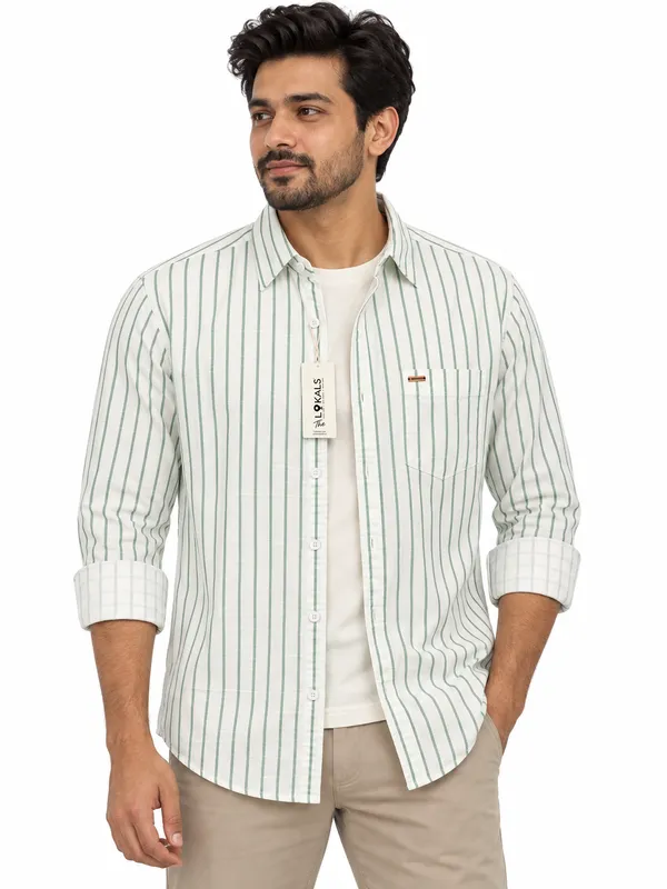 White_Striped_Regular_Fit_Shirt_For_Men