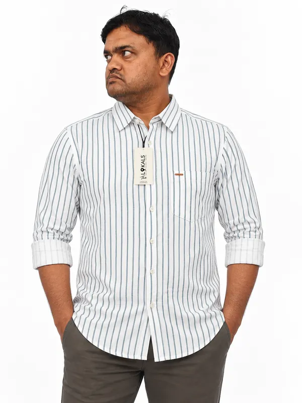 White_Striped_Regular_Fit_Shirt_For_Men