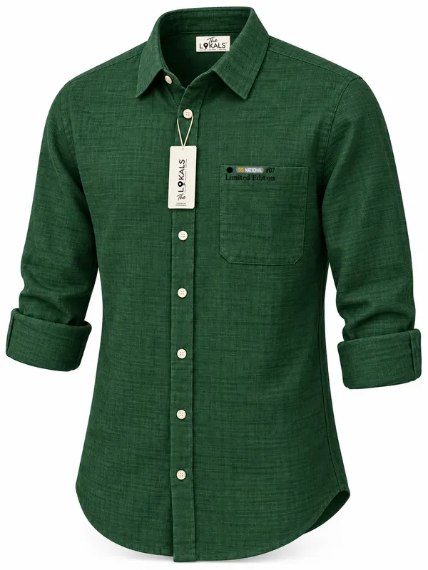 Green_Textured_Regular_Fit_Casual_Shirt_For_Men