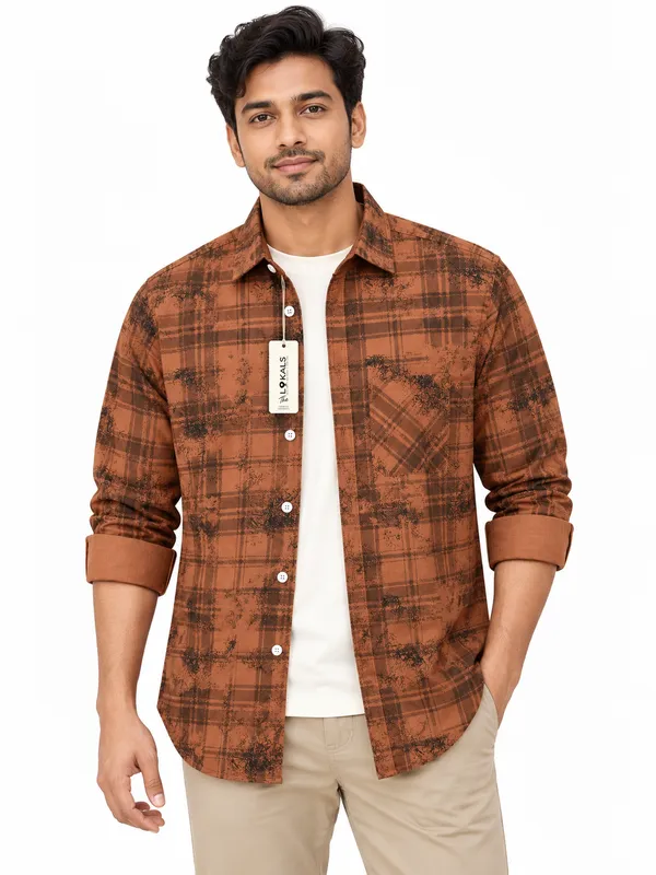 Brown_Cotton_Printed_Regular_Fit_Shirt_For_Men