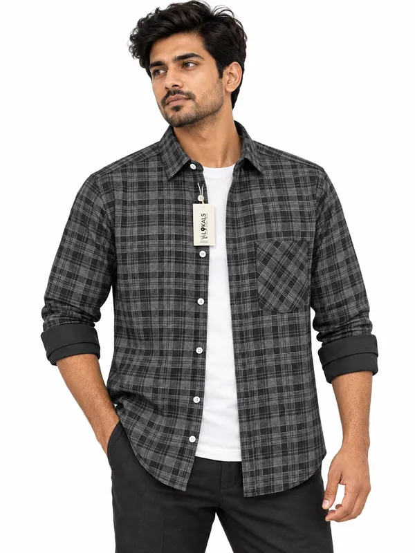 Charcoal_Checkered_Casual_Shirt_For_Men