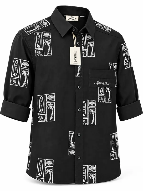 Black_Printed_Button-Down_Shirt_For_Men