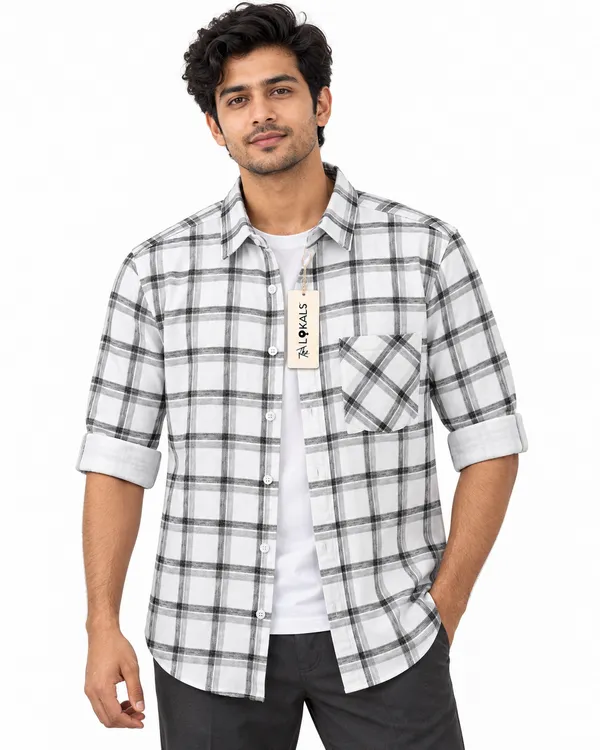 White_Checkered_Casual_Shirt_For_Men