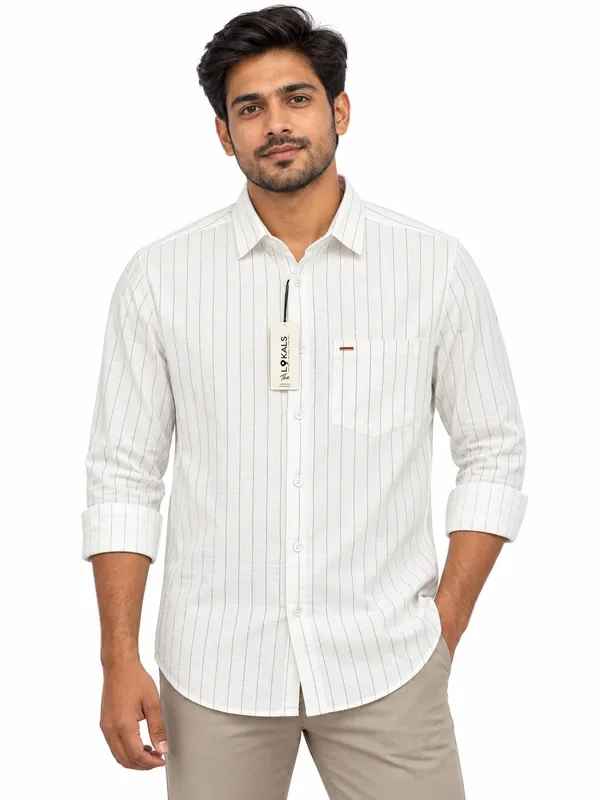 White_Pinstriped_Casual_Shirt_For_Men