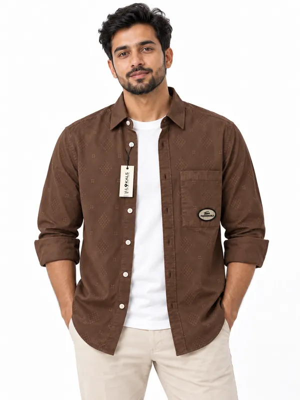 Brown_Patterned_Casual_Shirt_For_Men