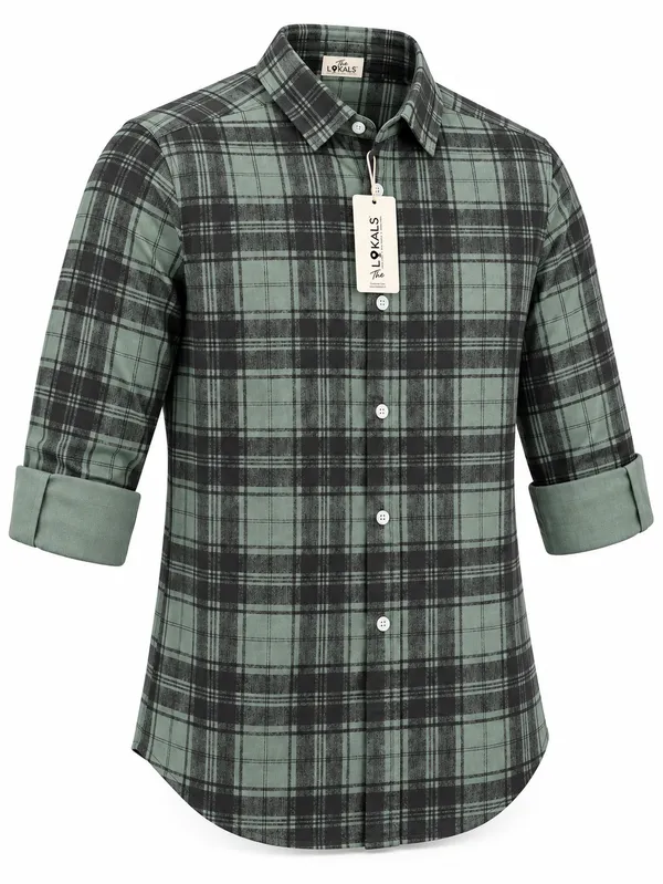 Green_Plaid_Casual_Shirt_For_Men