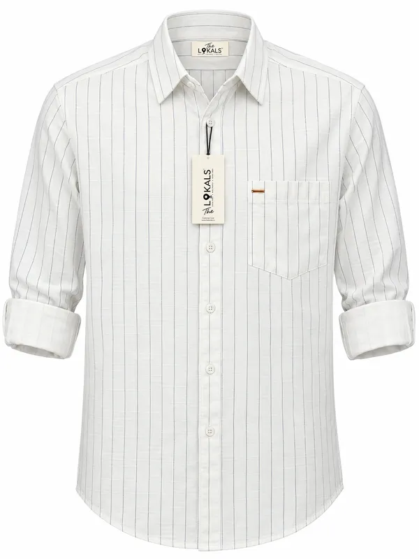 White_Striped_Regular_Fit_Shirt_For_Men