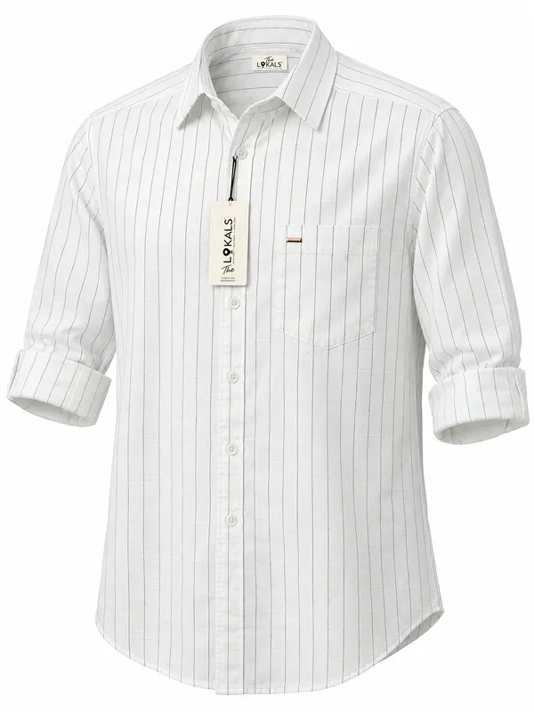 White_Striped_Regular_Fit_Shirt_For_Men