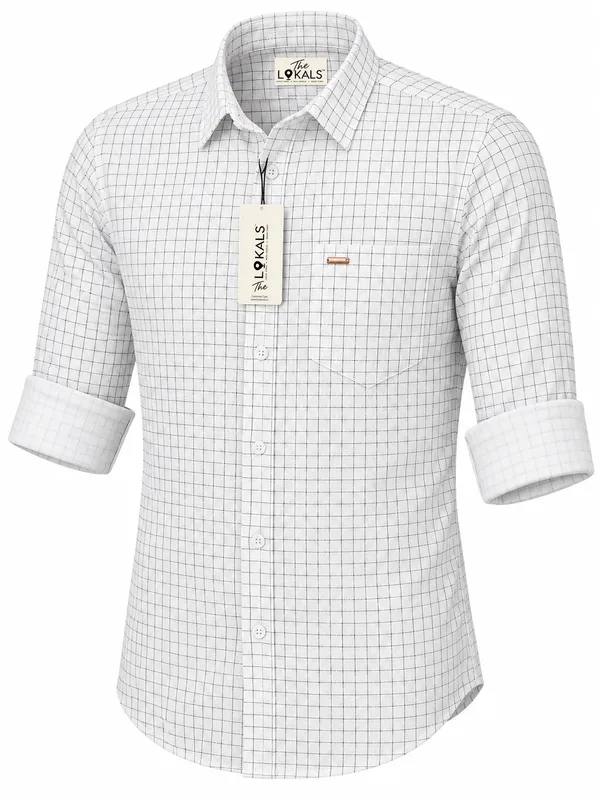 White_Checked_Full_Sleeve_Shirt_For_Men