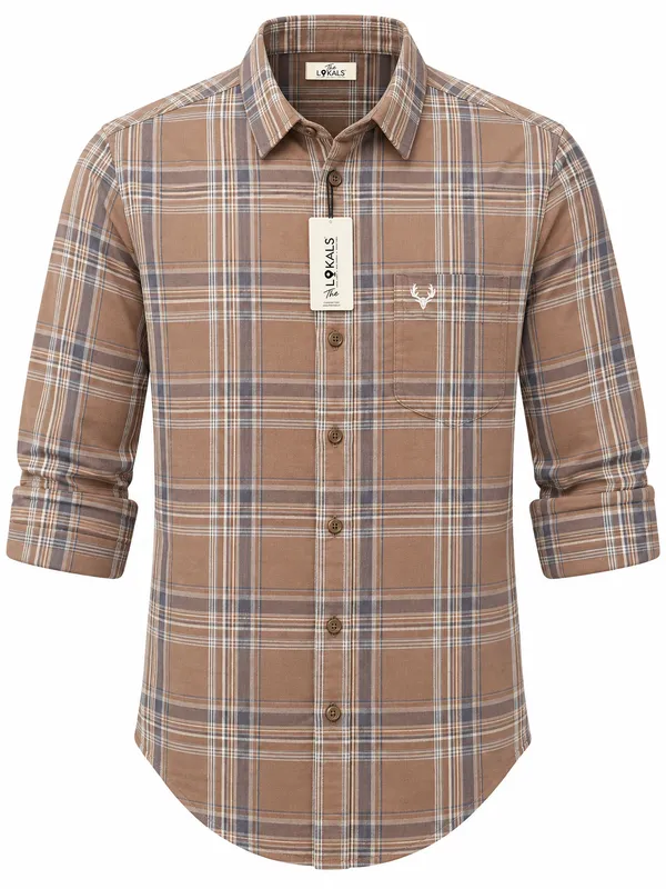 Brown_Plaid_Casual_Shirt_For_Men