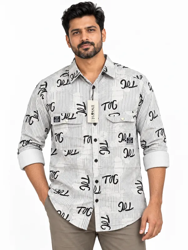 White_Printed_Casual_Shirt_For_Men