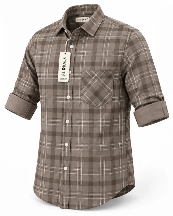 Brown_Plaid_Casual_Shirt_For_Men