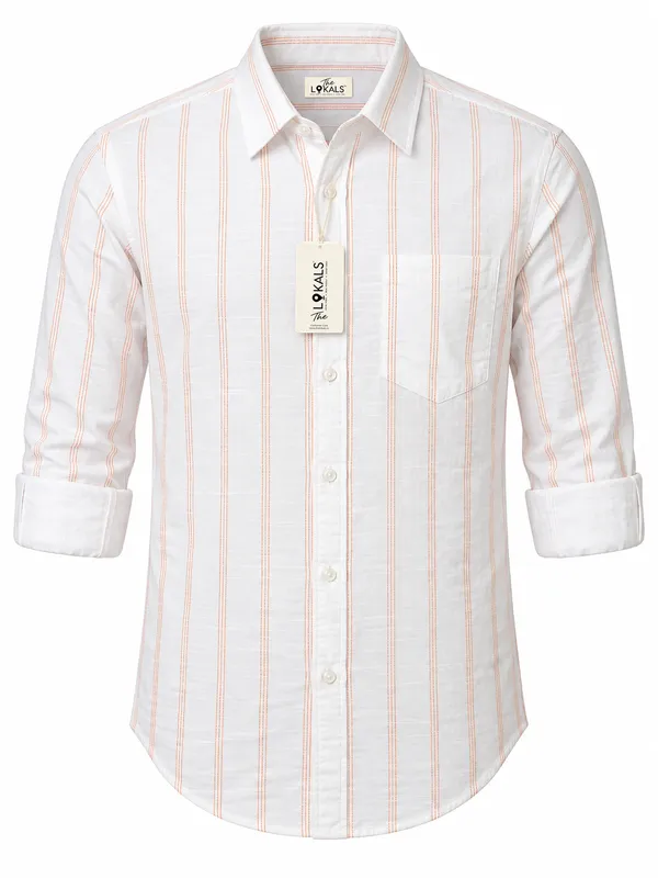 White_Cotton_Linen_Regular_Fit_Striped_Shirt_For_Men