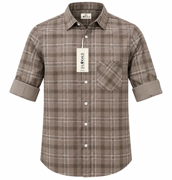 Brown_Plaid_Casual_Shirt_For_Men